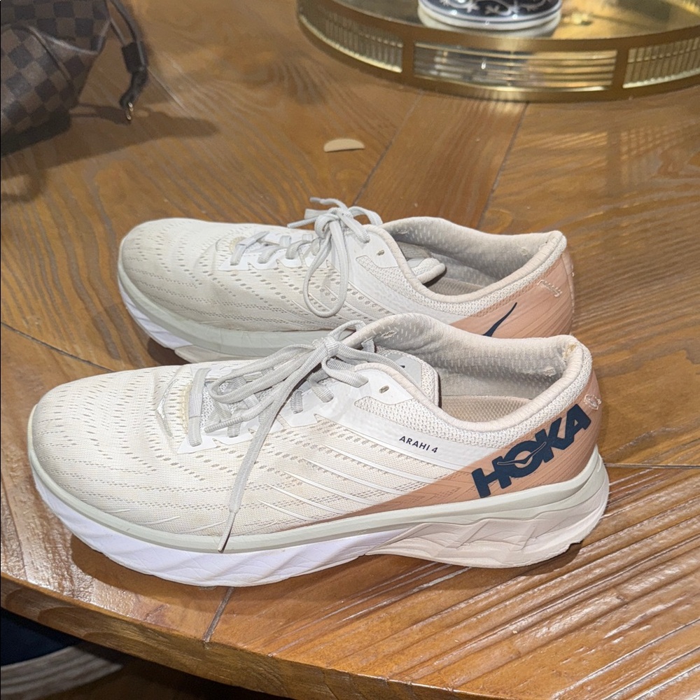 Hoka Women's Cream and Peach Athletic Shoes